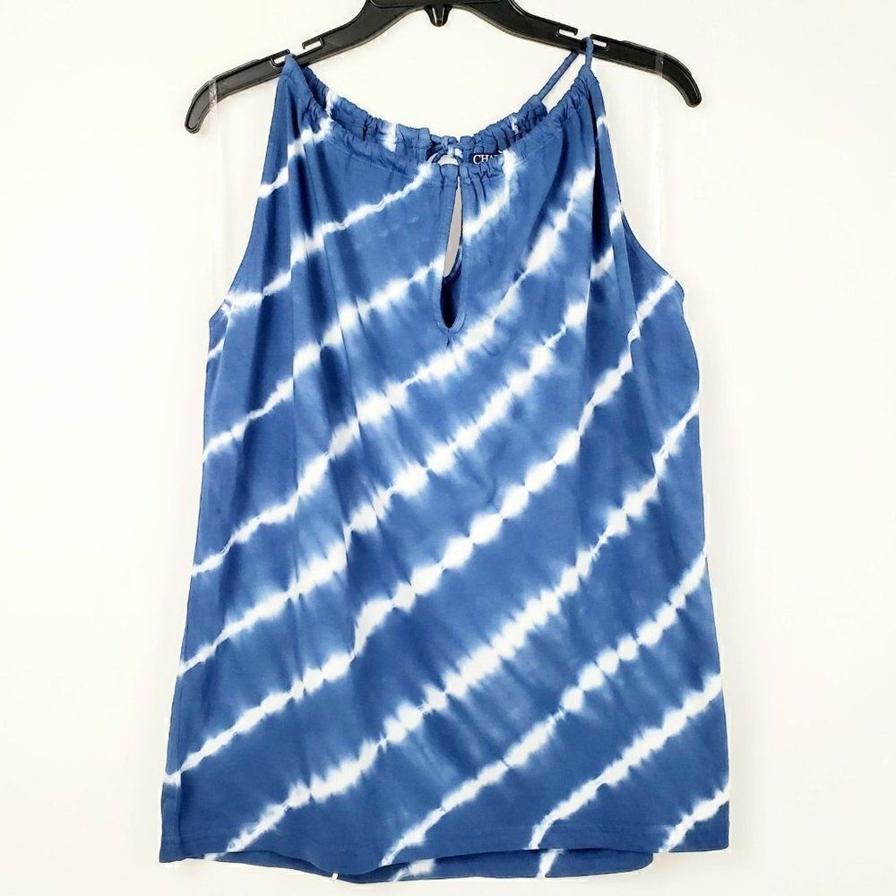 NWT Chaps Womans LARGE Blue Sleeveless Blouse Top